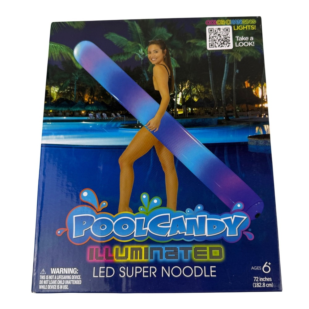 PoolCandy Illuminated LED Super Noodle 6 feet Blue Purple Glow Pool Float Toy